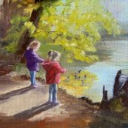 Lexi & Bella Feeding the Ducks